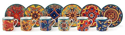 Excelsa porcellana set 6 tazzine da caffè Trinacria con piattino