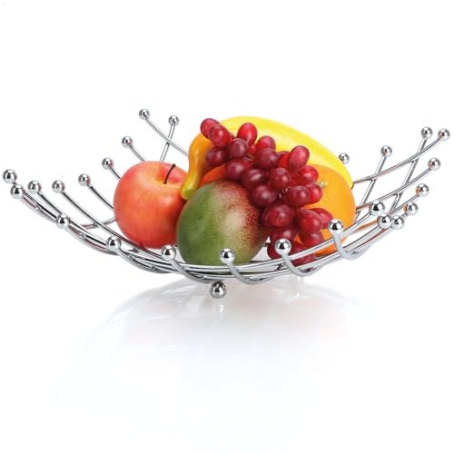 com-four fruttiera in acciaio inox cromato cestino decorativo