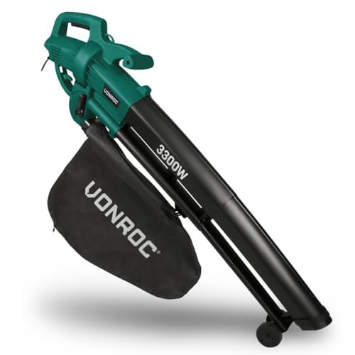 VONROC soffiatore foglie elettrico 3 in 1 3300W aspiratore trituratore