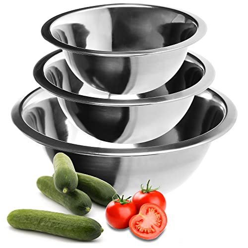 com-four set di 3 ciotole in acciaio inox 18, 20 e 24 cm