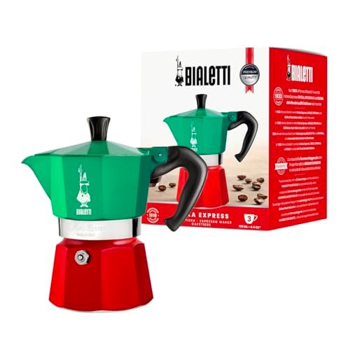 Bialetti caffettiera moka express tricolore 3 tazze manico