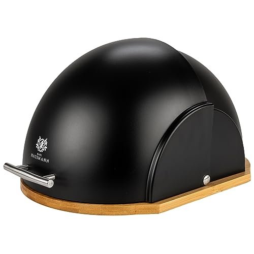 KARL HAUSMANN porta pane da cucina con coperchio nero in bambù