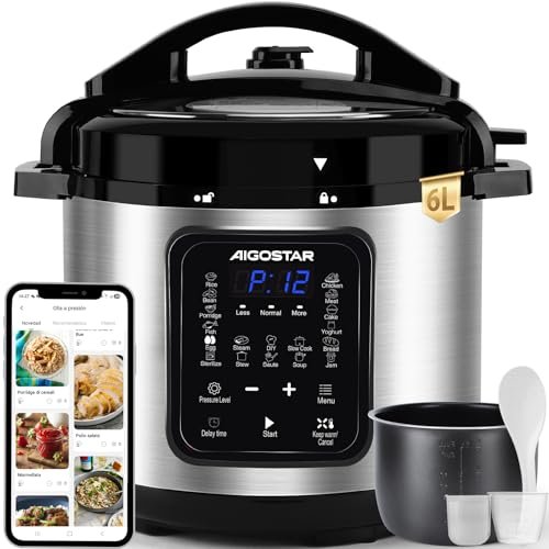 Aigostar pentola a pressione elettrica 6L 1000W multicooker