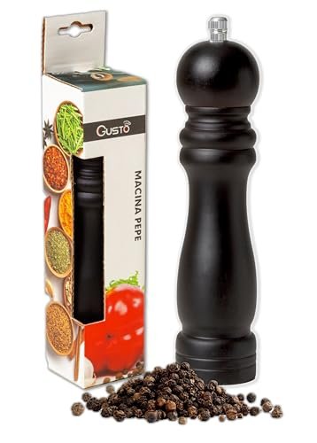 IPEA macinapepe manuale in legno nero per pepe peperoncino e sale