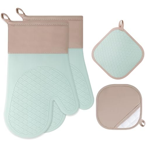 Cozary set di 4 guanti da forno silicone guanti da cucina