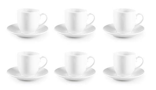 Excelsa simple white set 6 tazzine caffè con piattino bianco