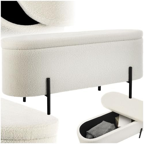tectake panca imbottita tessuto boucle