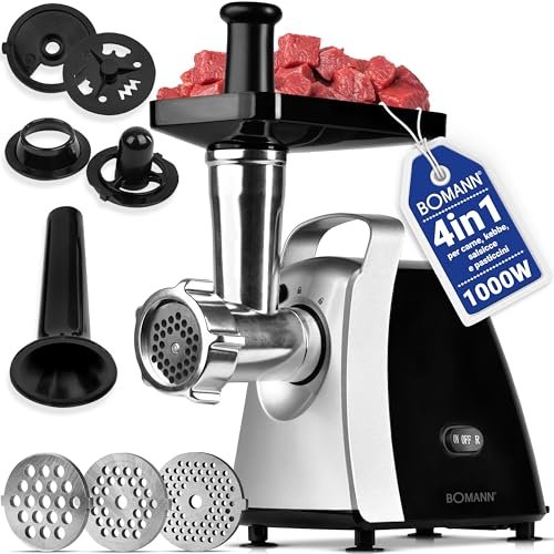 Bomann tritacarne elettrico 1000W accessori salsicce biscotti