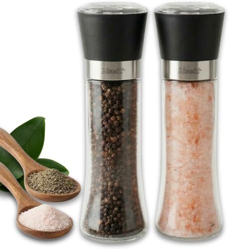 Bisetti macina sale e pepe set manuale in acciaio e vetro