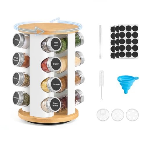 SONGMICS portaspezie girevole con 16 barattoli in vetro organizer