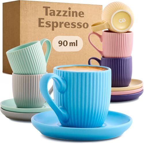 Cosumy tazzine caffè espresso moderne con piattino 6 tazze