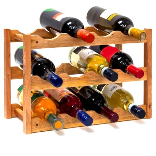 Avilia portabottiglie vino in bambù 12 bottiglie 3 ripiani salvaspazio