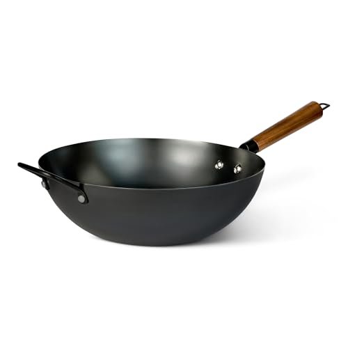 Amazon Basics wok pretrattato in acciaio al carbonio