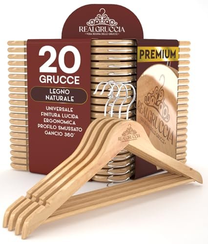 Eurocali 20 grucce appendiabiti legno naturale