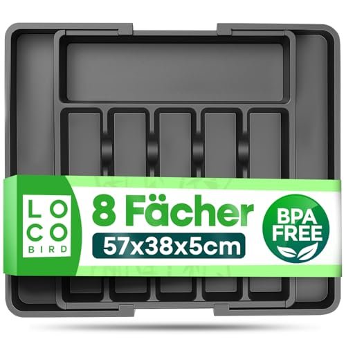 SIDORENKO Loco Bird portaposate da cassetto espandibile 33-57 cm cucina nero