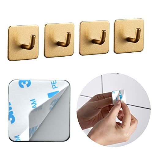 DEKAZIA set 4 ganci adesivi dorati bagno