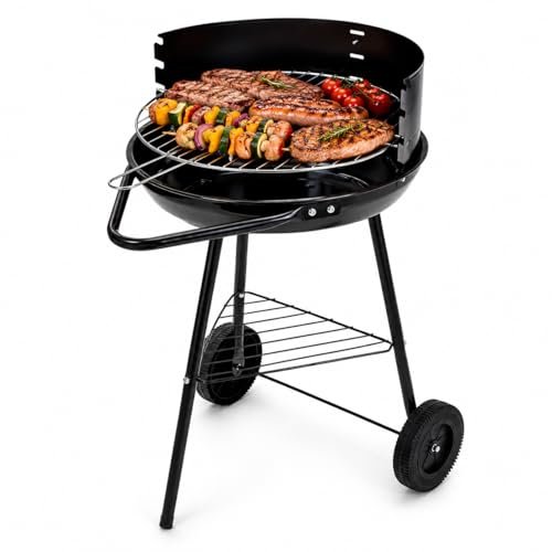 MIO TECK BBQ barbecue a carbone 58x40x40cm griglia rotonda giardino balcone