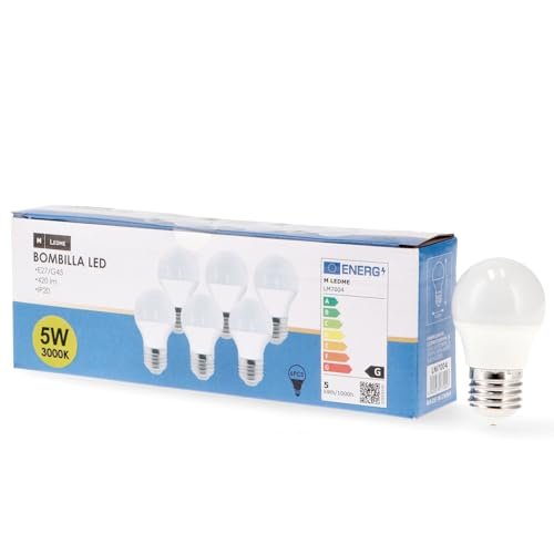 M Ledme confezione 6 lampadine LED E27 G45 5W luce calda