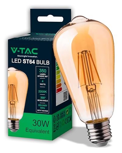 V-TAC lampadina LED filamento ambrata ST64 attacco