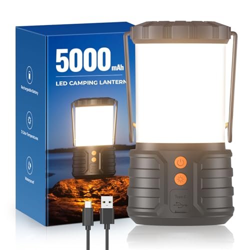 PopoIron lanterna da campeggio luci di emergenza con batteria ricaricabile