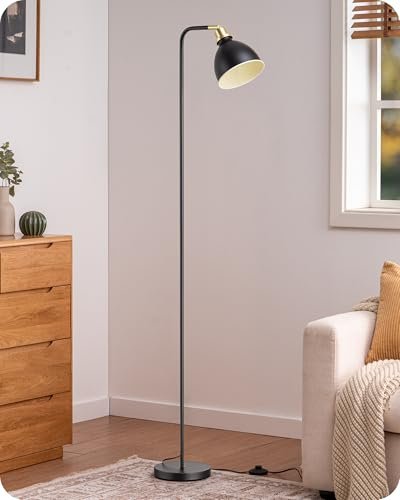 EDISHINE lampada da terra con testa regolabile in metallo LED nero