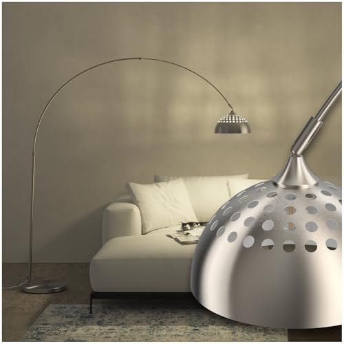 tectake lampada ad arco in acciaio design regolabile paralume