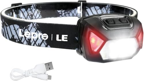 Lepro torcia frontale LED ricaricabile 2000 lux 6 modalità