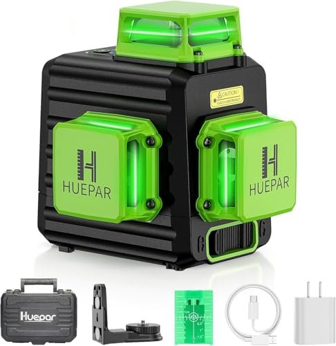 Huepar B03CG livella laser 12 linee verde 3x360 45m
