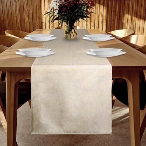YUNSHANGHE runner da tavolo impermeabile 40 x 180 cm beige