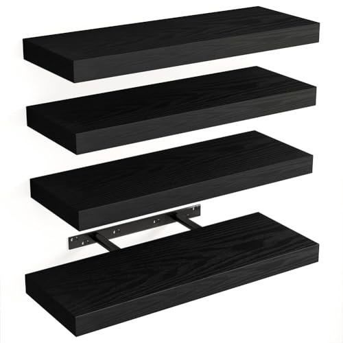 BAKAJI set 4 mensole da parete in legno massiccio
