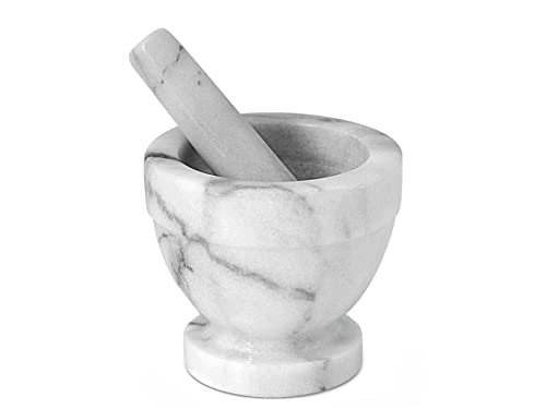 Home mortaio con pestello marmo bianco grigio