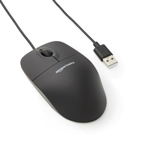 Amazon Basics mouse ottico nero USB 3 pulsanti per pc