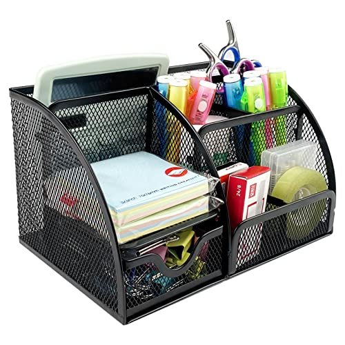 Fousenuk portapenne da scrivania organizer metallo nero