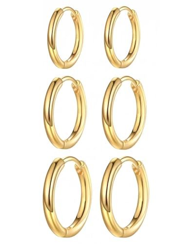 YIPFEN orecchini cerchio oro 18K 3 misure