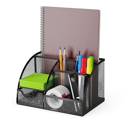 Detectalia organizer scrivania e portapenne con cassetto in rete