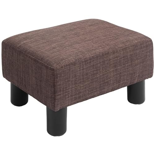 HOMCOM pouf poggiapiedi imbottito in tessuto di lino