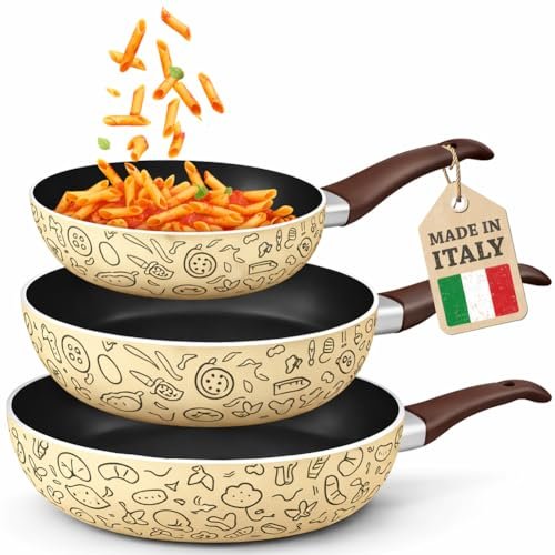BAKAJI tris padelle pastella 20-24-28 cm fondo