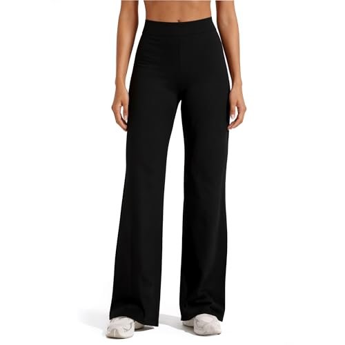 UDILEO pantaloni donna vita alta neri gamba larga