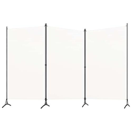 vidaXL paravento 3 pannelli 260x180 cm tessuto bianco divisorio interno