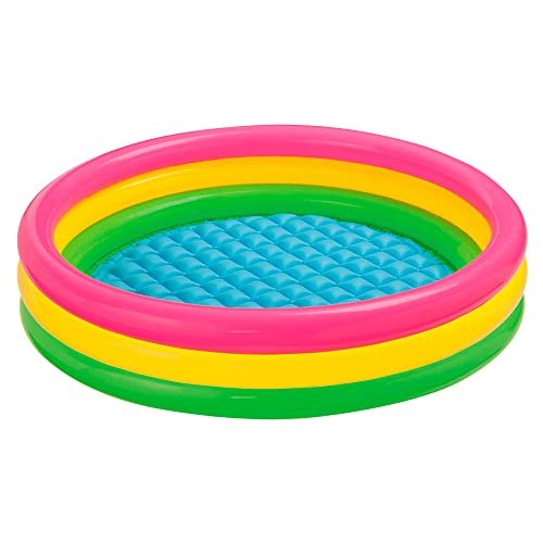 Intex 156162 piscina 3 anelli rosa giallo verde 114 x 25 cm per bambini piccoli