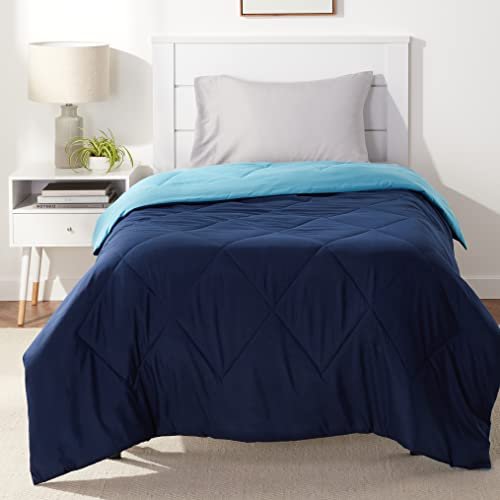 Amazon Basics trapunta invernale singolo reversibile in microfibra 135x200 blu navy