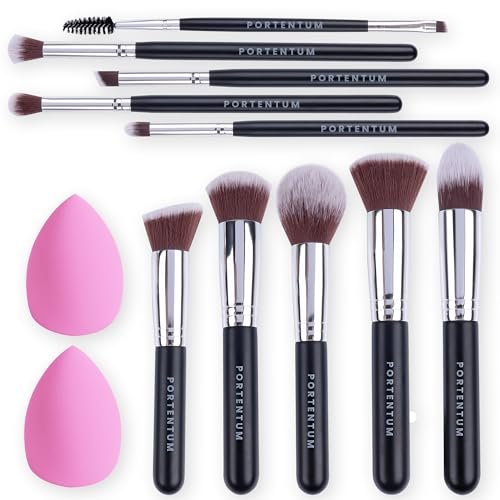 PORTENTUM set pennelli make up 10 più 2 premium sintetici