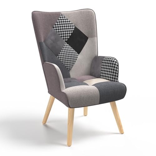 Yaheetech poltrona in velluto moderno con schienale