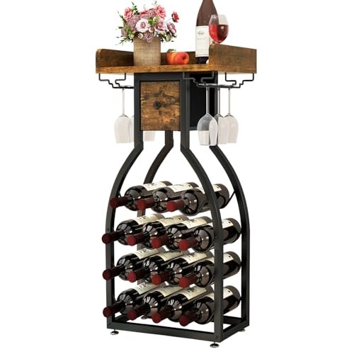 IBUYKE portabottiglie 15 bottiglie cantinetta con cassetti