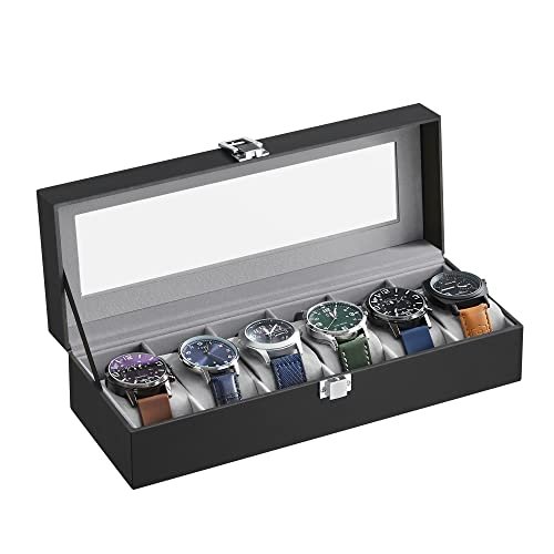 SONGMICS porta orologi a 6 posti scatola con coperchio