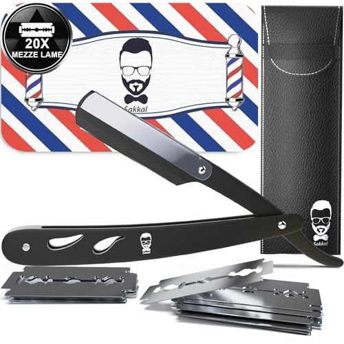 Sakkal rasoio a mano libera con 20 mezze lamette kit barba