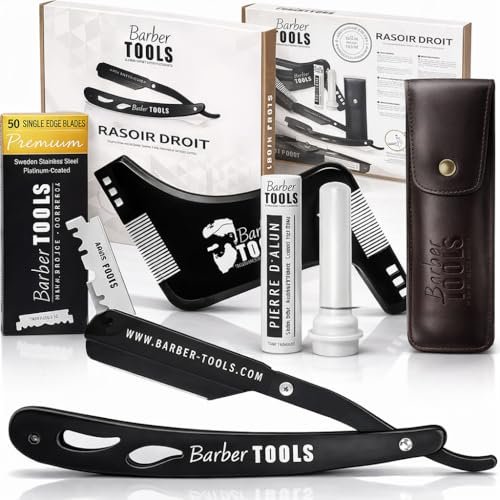 BARBER TOOLS kit da rasatura uomo rasoio taglio manico