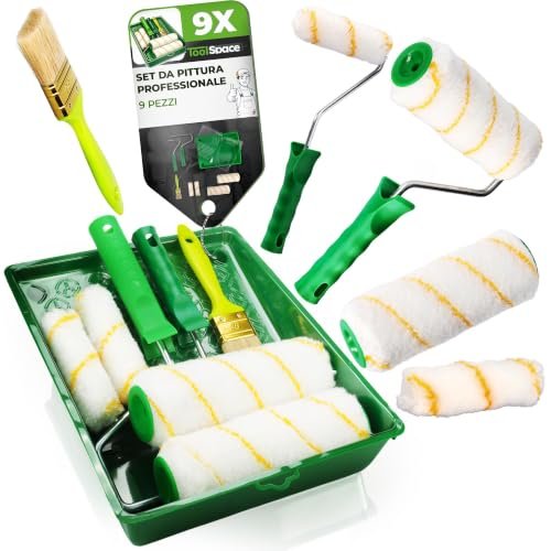 ToolSpace set 9 pezzi rullo pittura kit 2x18 cm