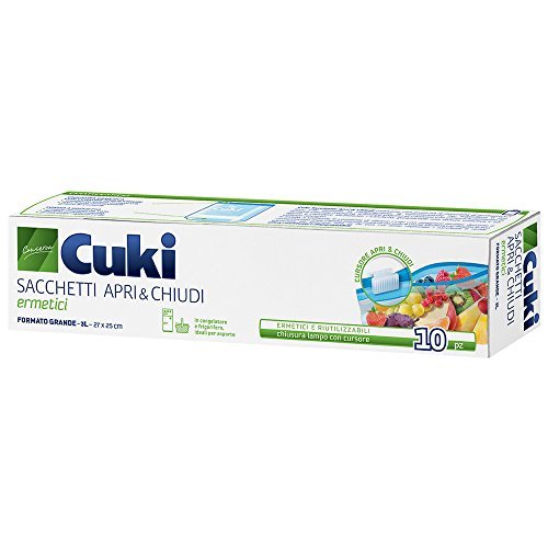 Cuki sacchetti apri e chiudi ermetici grandi 3L 10 pezzi