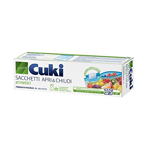 Cuki sacchetti apri e chiudi ermetici piccoli 1L confezione da 15